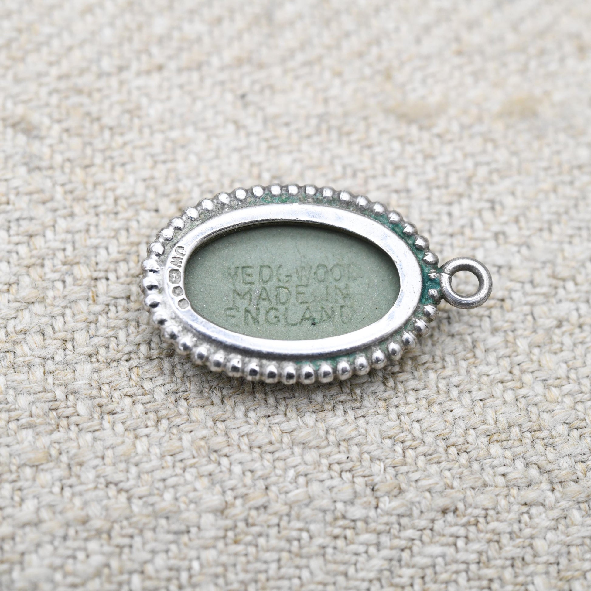 Vintage Wedgwood Sterling Silver Medea Green Jasperware Pendant 1970s - Oval Classical Cameo | Gift for Pendant Necklace