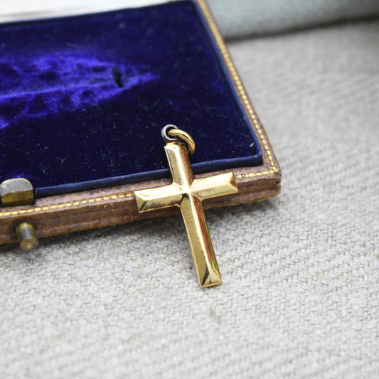 Vintage Sterling Silver Gold Plated Cross Pendant - Sweet Christening Baptism Jewellery | Charm for Necklace | Hollow Silver | Plain Cross