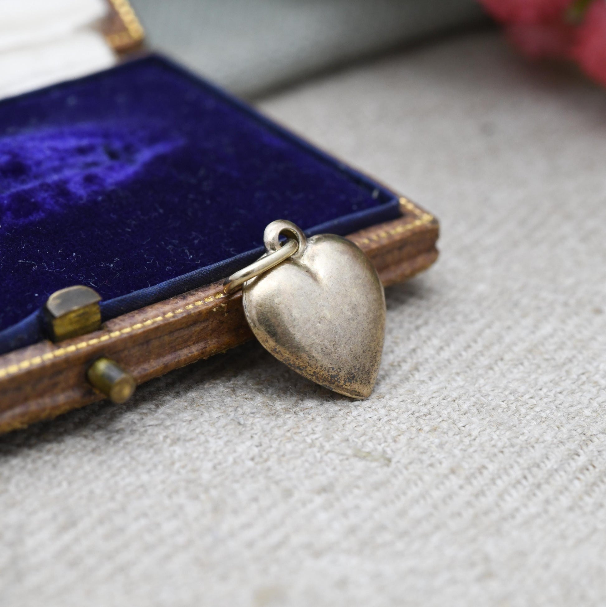 Vintage Sterling Silver Gold Plated Puffed Heart Charm Pendant - Small Love Heart Gift Charm Necklace Stack