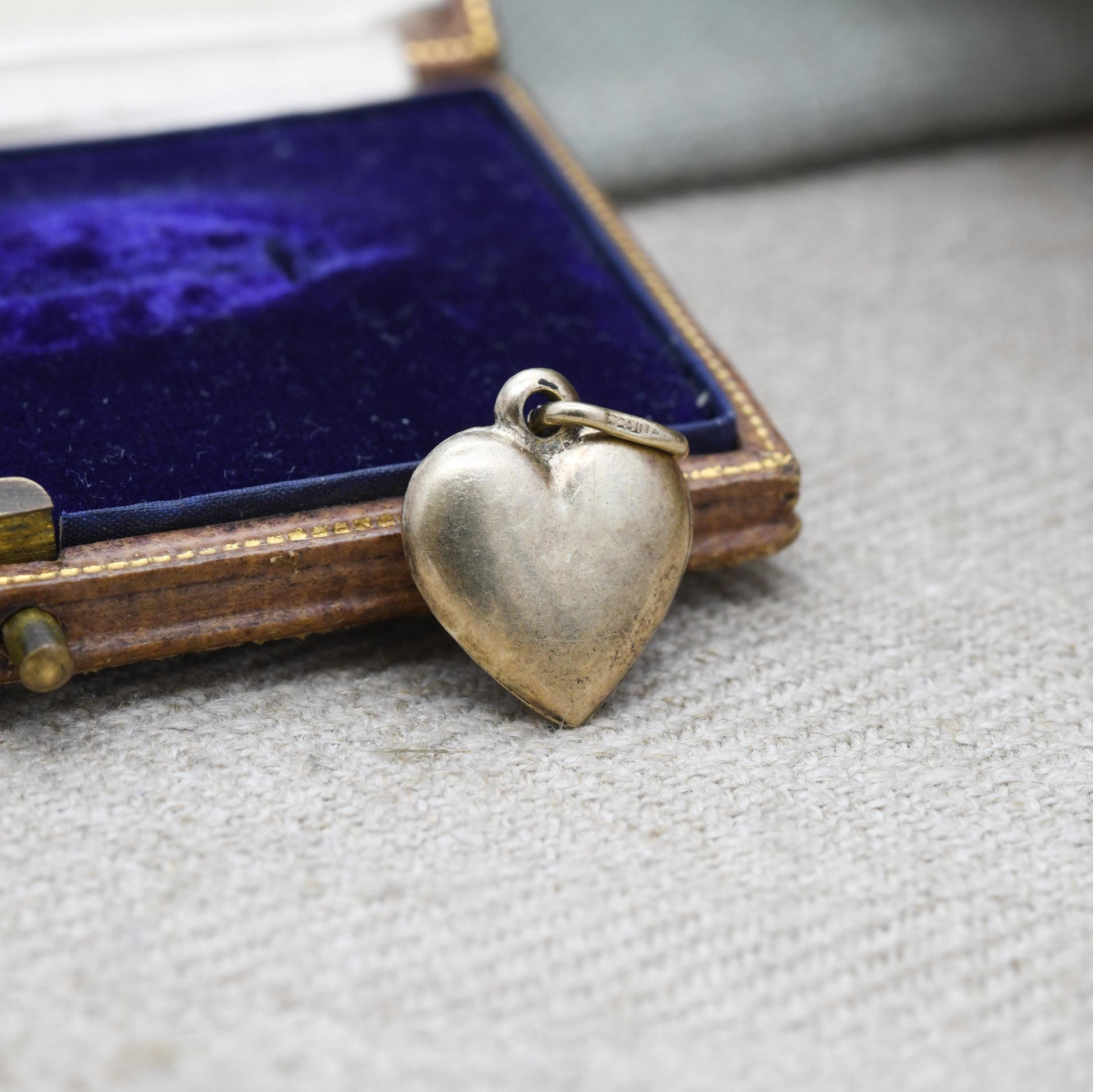 Vintage Sterling Silver Gold Plated Puffed Heart Charm Pendant - Small Love Heart Gift Charm Necklace Stack