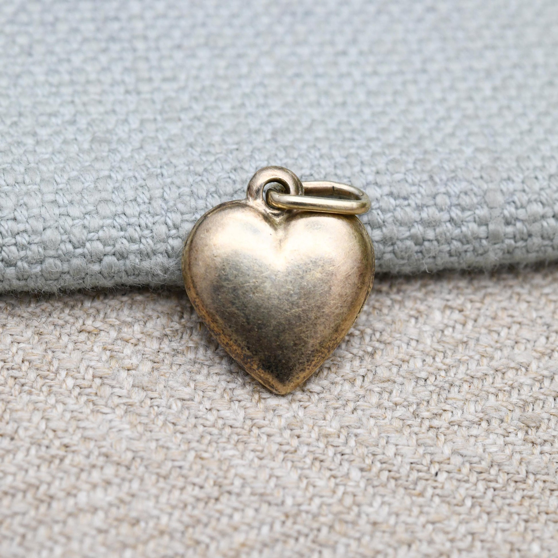 Vintage Sterling Silver Gold Plated Puffed Heart Charm Pendant - Small Love Heart Gift Charm Necklace Stack