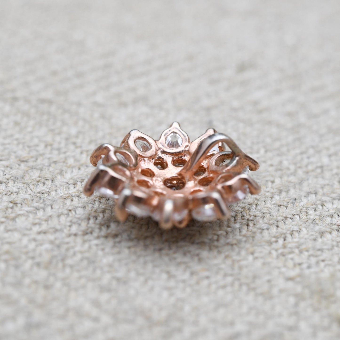 Vintage Rose Gold Plated Sterling Silver CZ Flower Pendant - Floral Cluster | Silver Charm Necklace | Gift for Pendant Charm Necklace