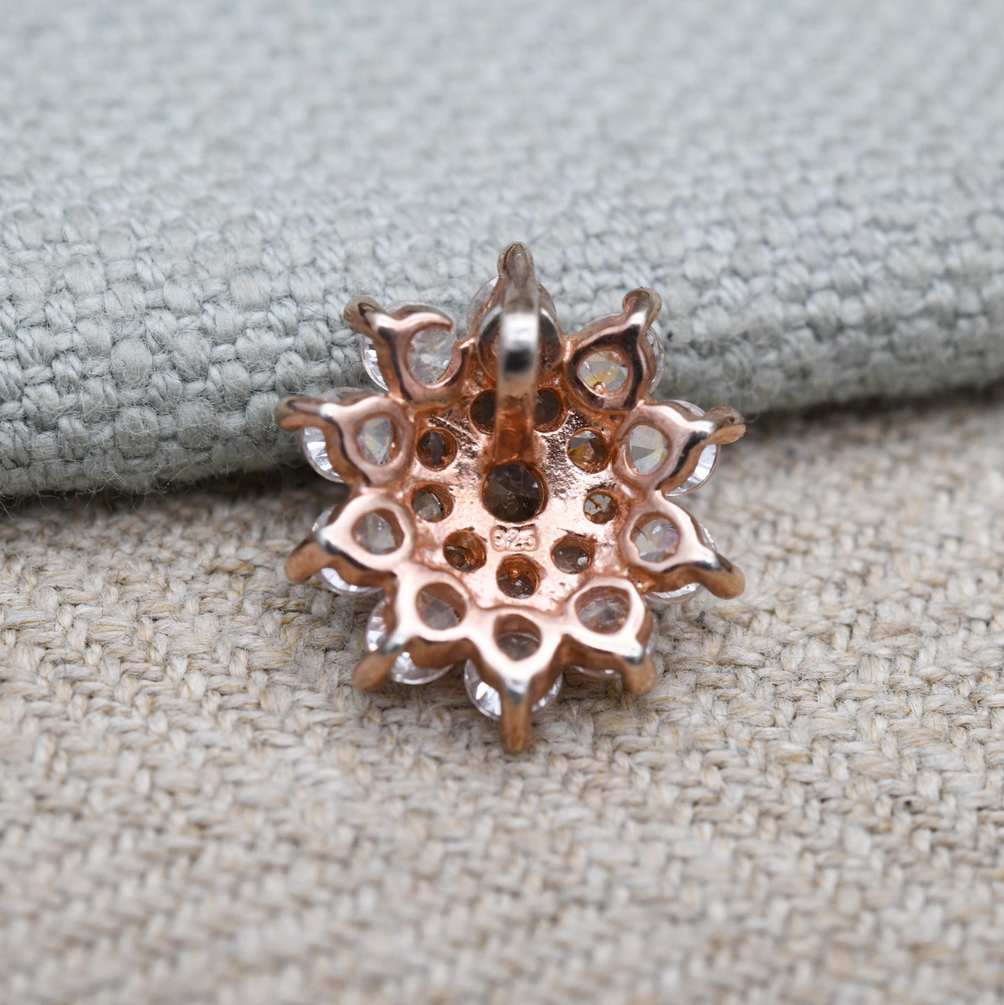 Vintage Rose Gold Plated Sterling Silver CZ Flower Pendant - Floral Cluster | Silver Charm Necklace | Gift for Pendant Charm Necklace