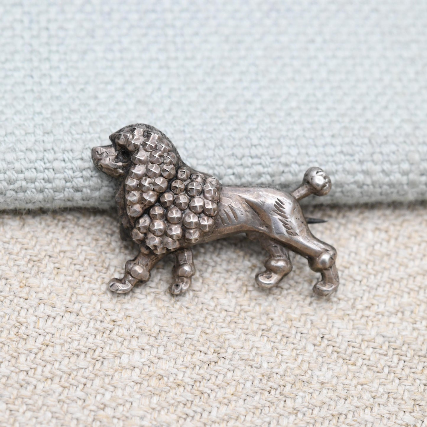 Antique Sterling Silver Victorian French Poodle Dog Brooch - Highly Detailed Dog | Dog Pin | Anniversary Birthday Gift for Her