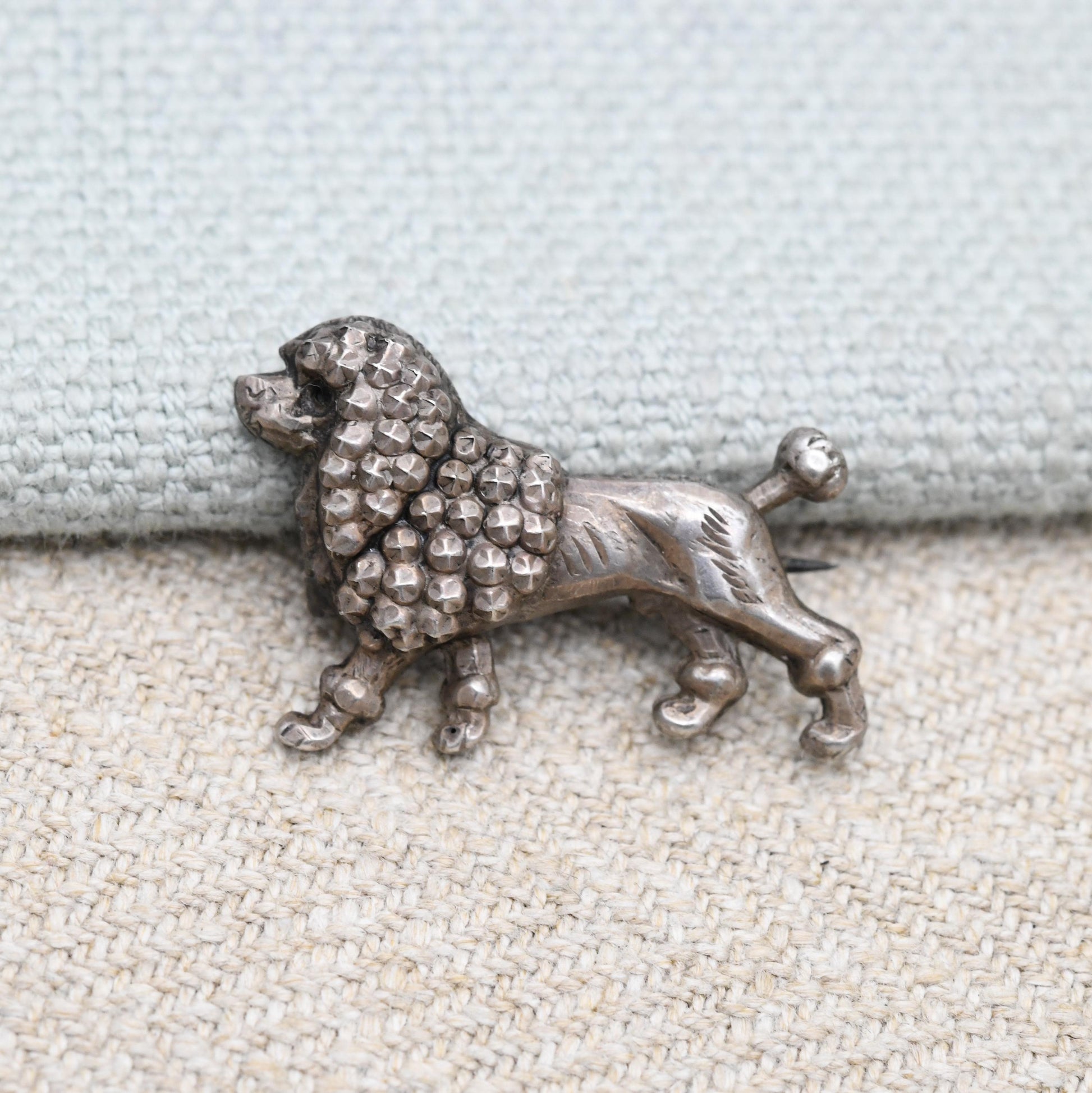 Antique Sterling Silver Victorian French Poodle Dog Brooch - Highly Detailed Dog | Dog Pin | Anniversary Birthday Gift for Her
