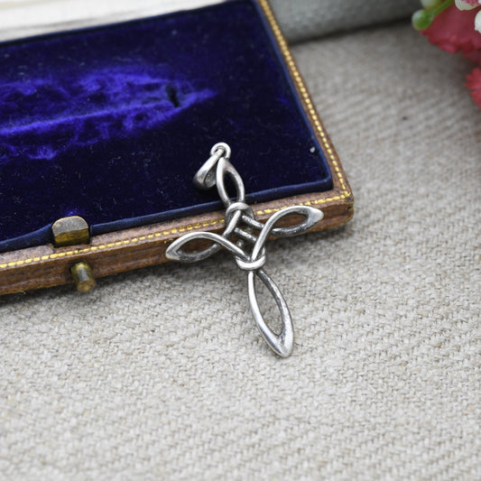Vintage Sterling Silver Celtic Cross Pendant - Openwork Design | Gift for Baptism Christening Christian