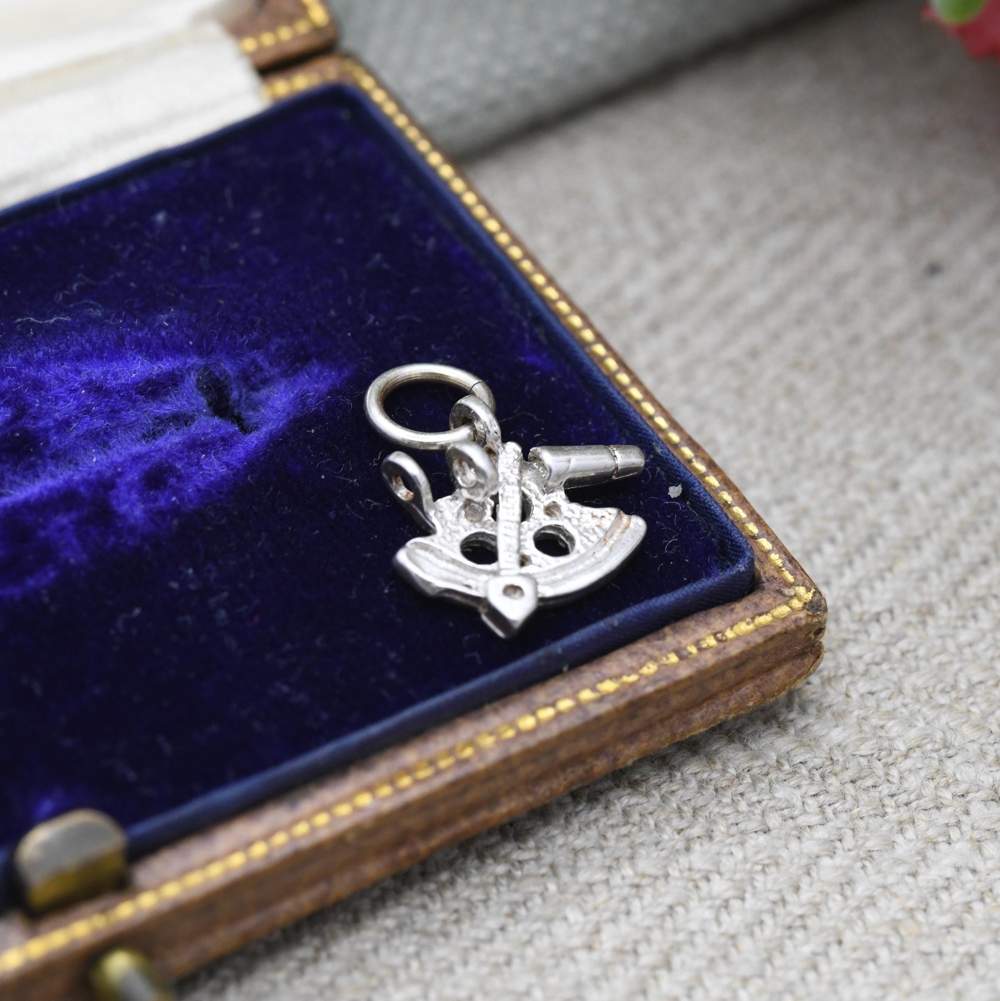 Antique Sterling Silver Sextant Anchor Compass Pendant - Miniature | Nautical | Maritime | Gift for Charm Bracelet Necklace