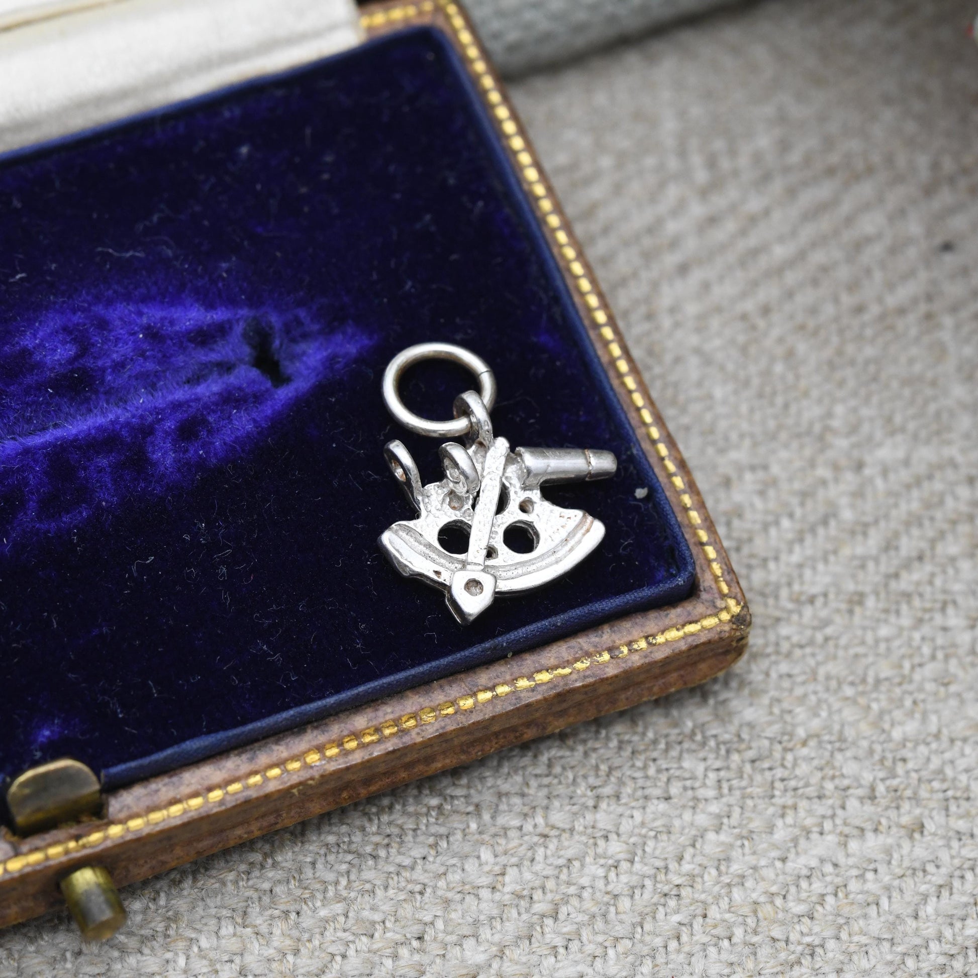 Antique Sterling Silver Sextant Anchor Compass Pendant - Miniature | Nautical | Maritime | Gift for Charm Bracelet Necklace