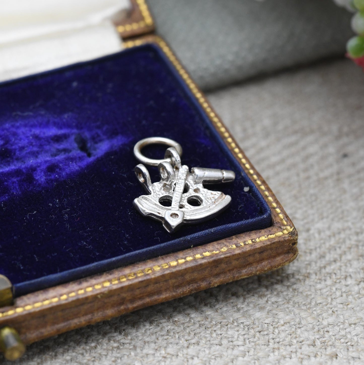 Antique Sterling Silver Sextant Anchor Compass Pendant - Miniature | Nautical | Maritime | Gift for Charm Bracelet Necklace