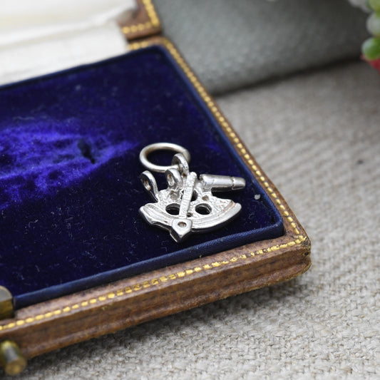 Antique Sterling Silver Sextant Anchor Compass Pendant - Miniature | Nautical | Maritime | Gift for Charm Bracelet Necklace