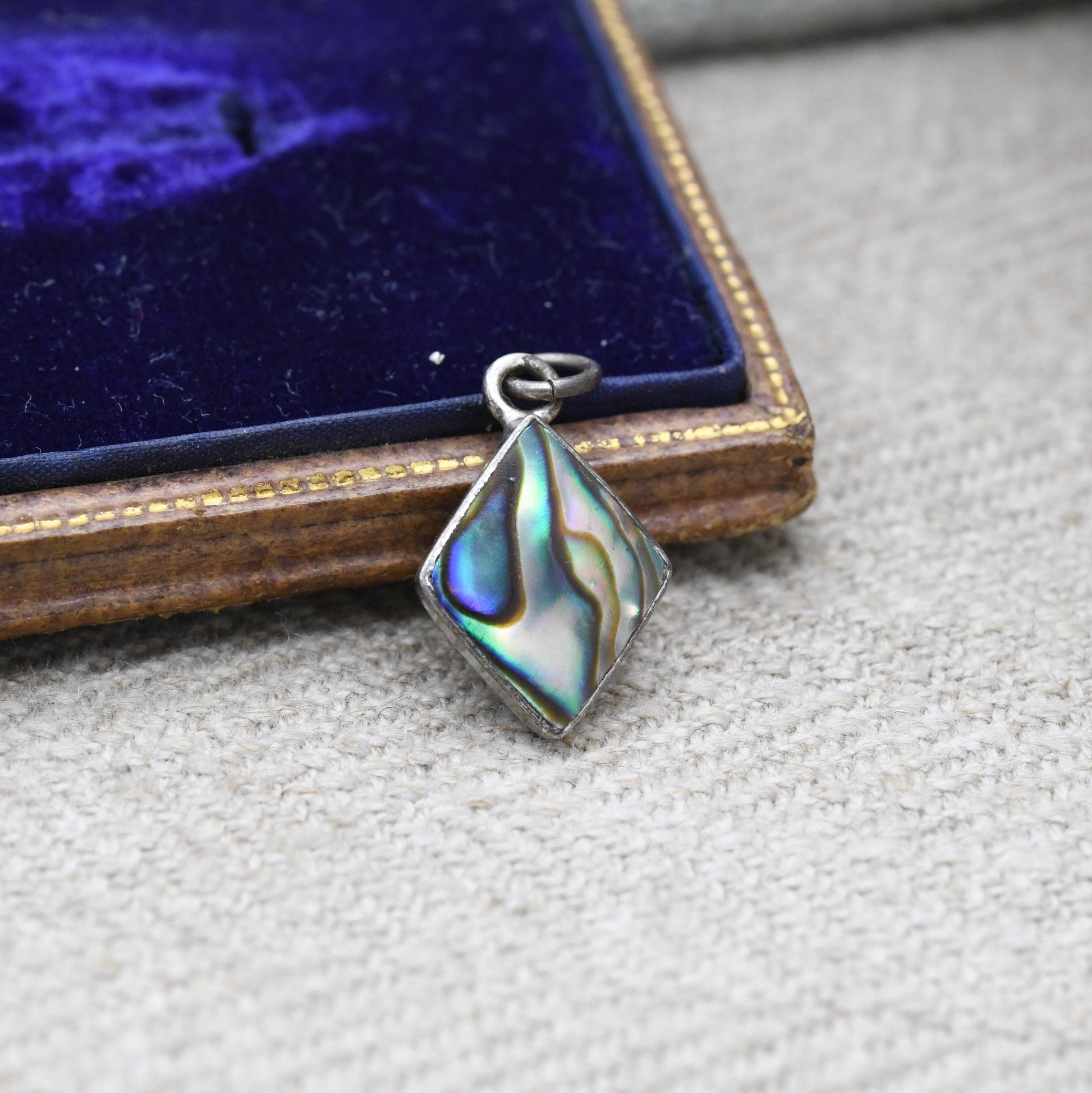 Sterling Silver Blue Abalone Shell Diamond Shape Pendant - Gift for Charm Pendant Necklace