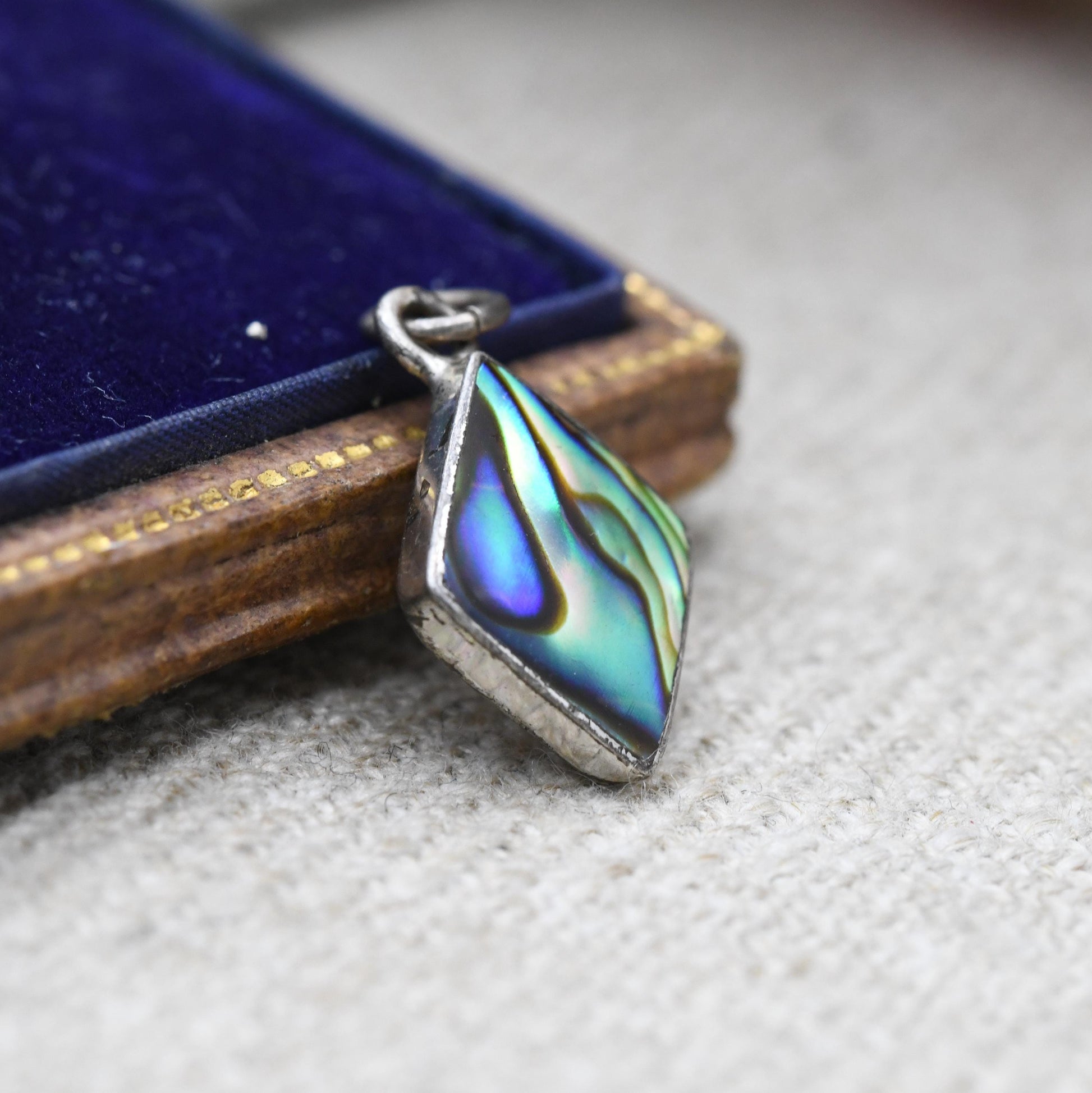 Sterling Silver Blue Abalone Shell Diamond Shape Pendant - Gift for Charm Pendant Necklace