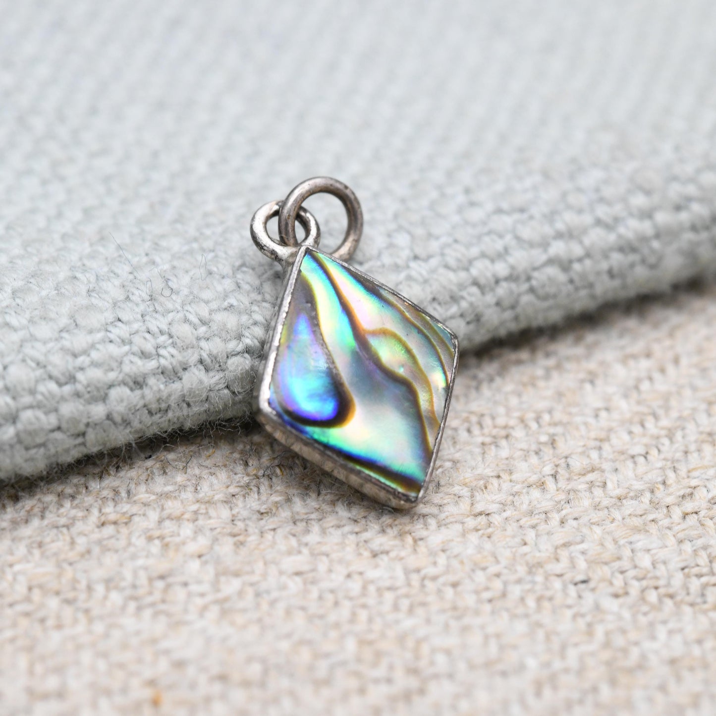 Sterling Silver Blue Abalone Shell Diamond Shape Pendant - Gift for Charm Pendant Necklace