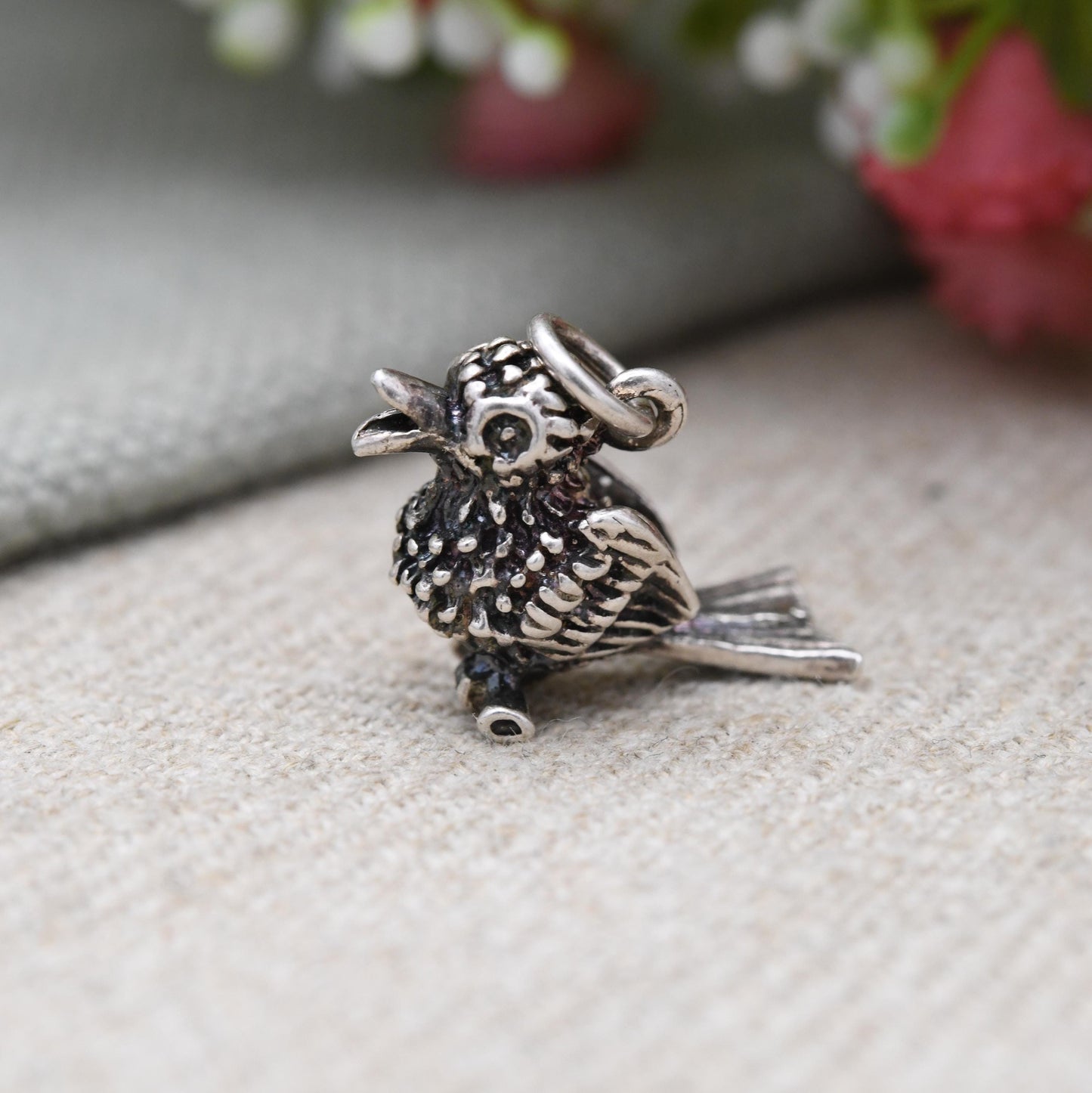 Vintage Sterling Silver Bird Charm Pendant - Song Bird | Gift for Charm Bracelet