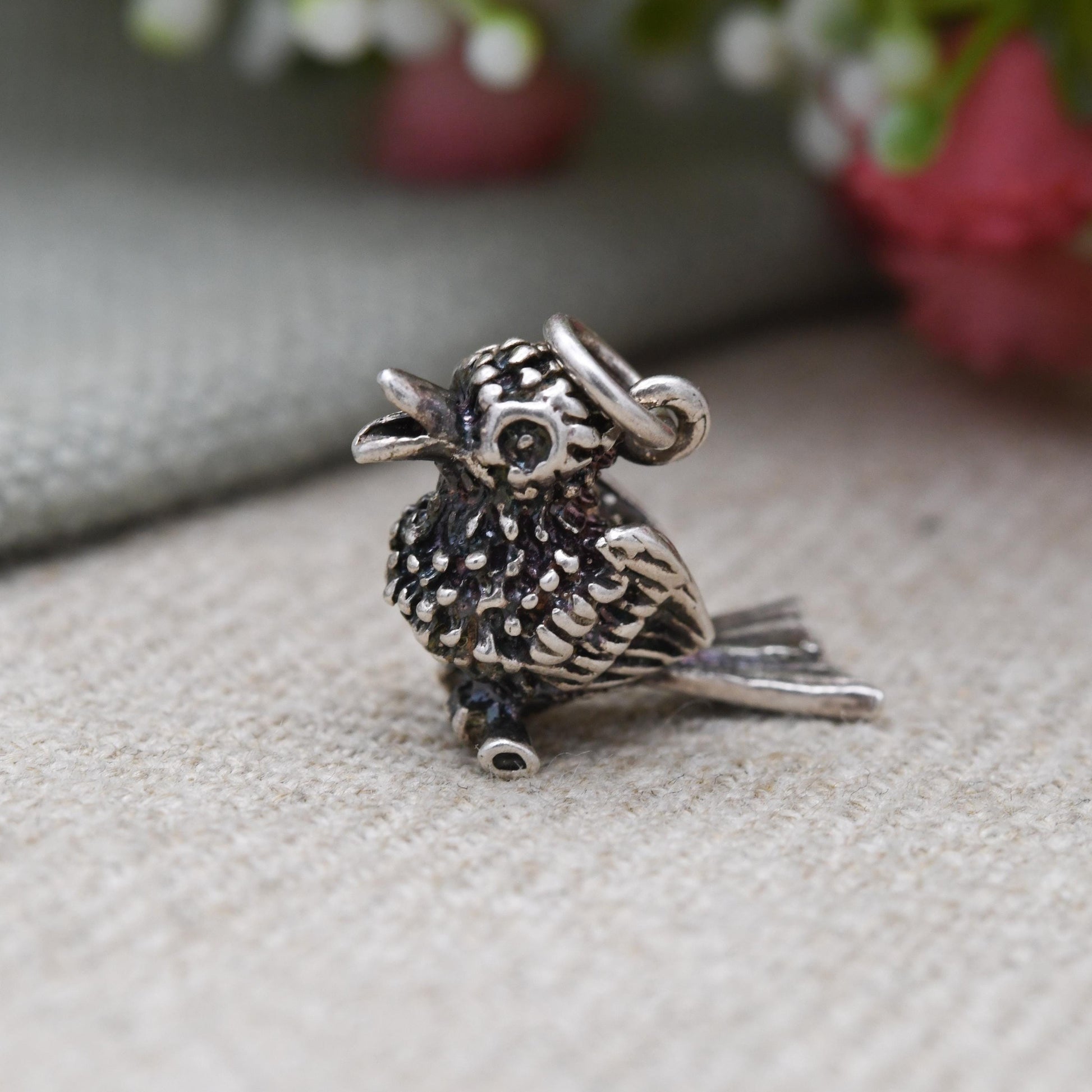 Vintage Sterling Silver Bird Charm Pendant - Song Bird | Gift for Charm Bracelet