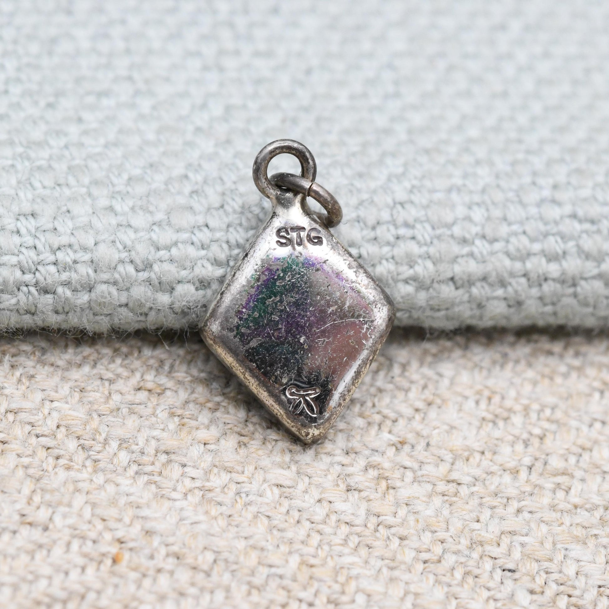 Sterling Silver Blue Abalone Shell Diamond Shape Pendant - Gift for Charm Pendant Necklace