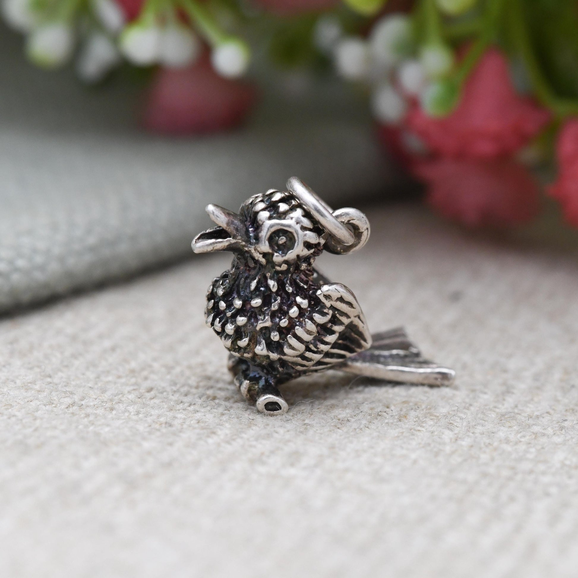 Vintage Sterling Silver Bird Charm Pendant - Song Bird | Gift for Charm Bracelet