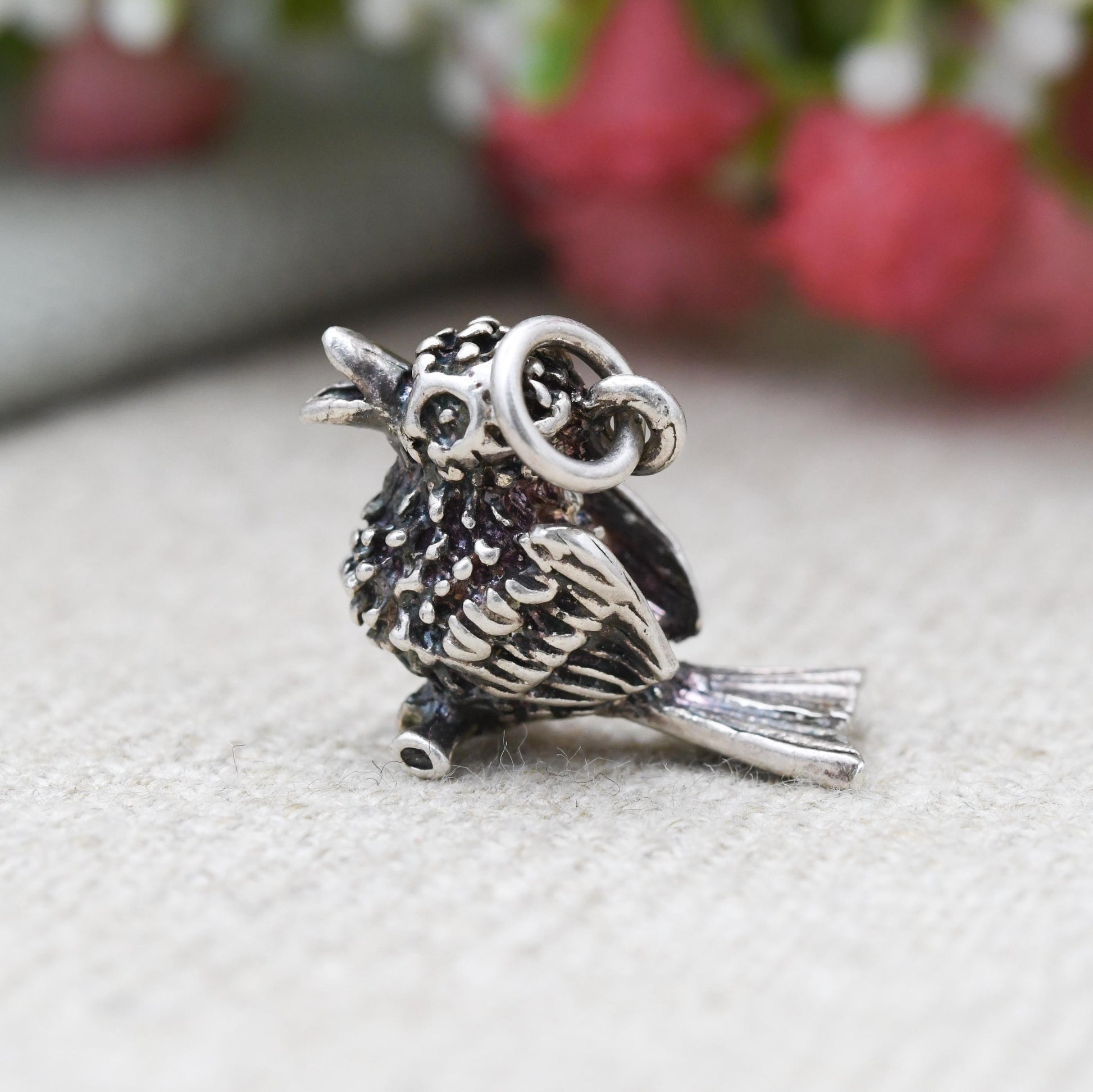 Vintage Sterling Silver Bird Charm Pendant - Song Bird | Gift for Charm Bracelet