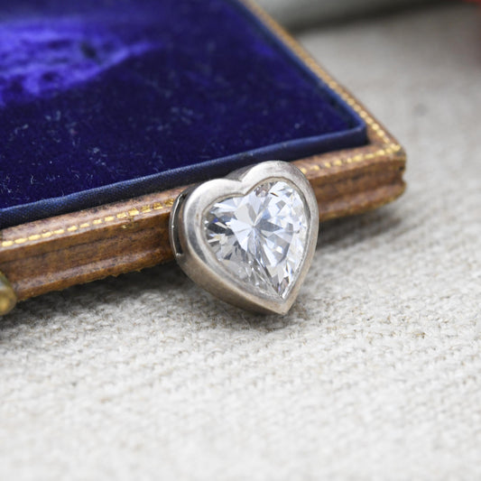 Vintage Kit Heath Sterling Silver and White Stone Heart Charm Pendant - | Gift for Pendant Necklace Chain