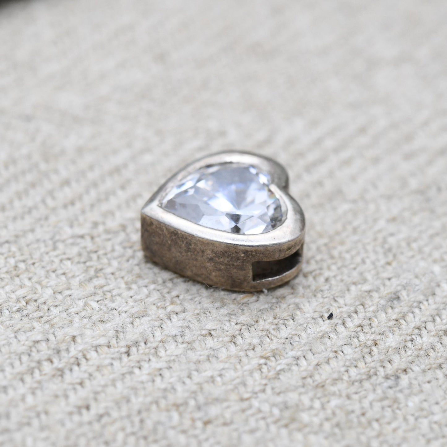 Vintage Kit Heath Sterling Silver and White Stone Heart Charm Pendant - | Gift for Pendant Necklace Chain