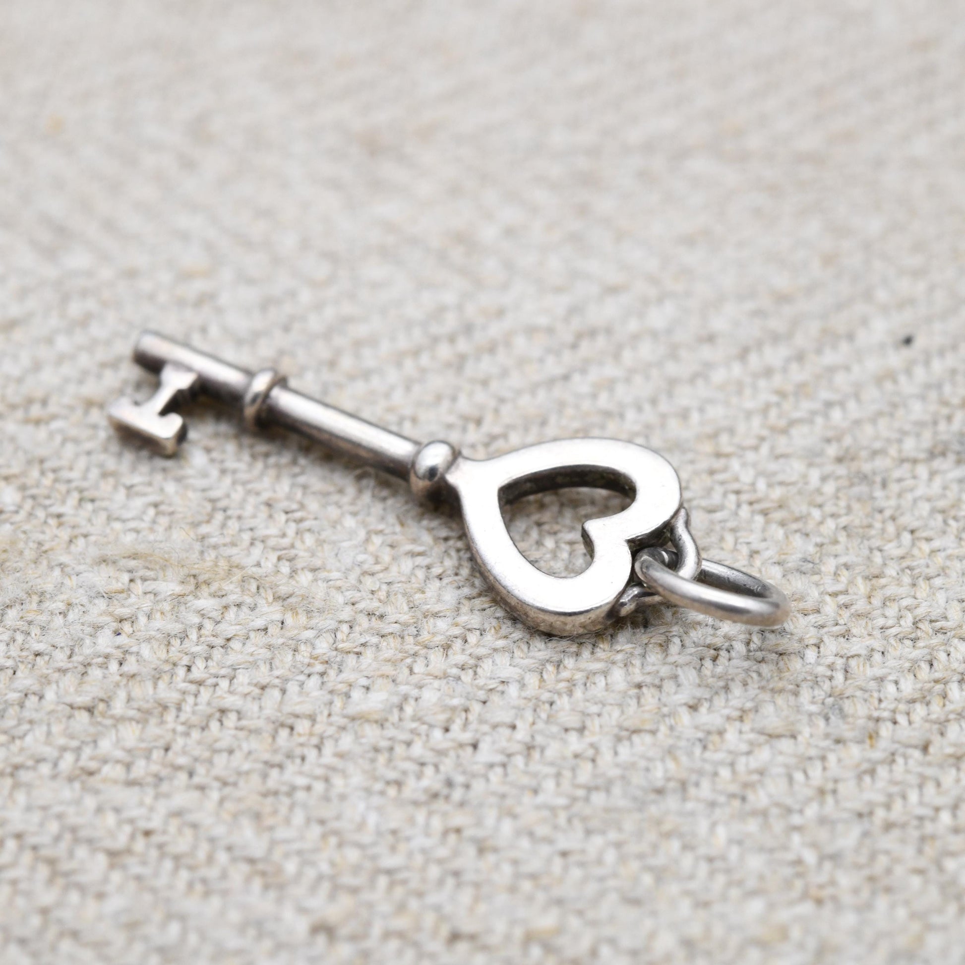 Tiffany & Co Sterling Sterling Silver Key Love Heart Pendant Charm - Gift for Bracelet Necklace