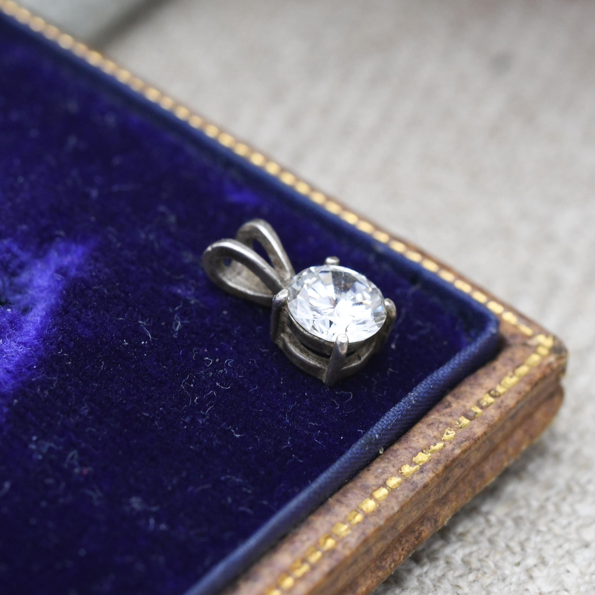 Sterling Silver Cubic Zirconia Charm Pendant - Cute | Small Sparkly Stone | Gift for Pendant Charm Necklace