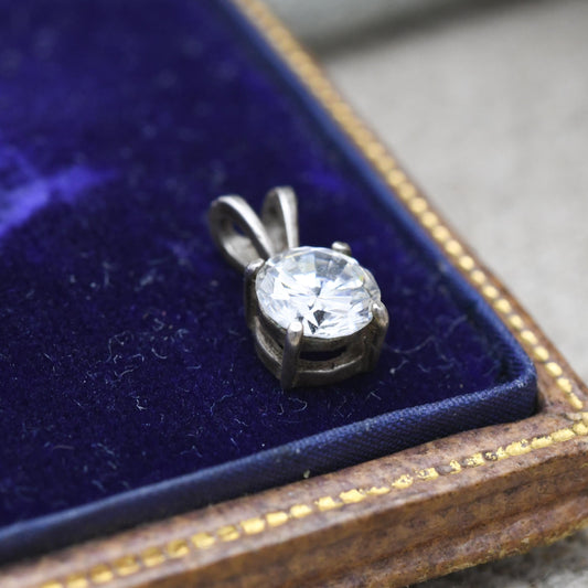 Sterling Silver Cubic Zirconia Charm Pendant - Cute | Small Sparkly Stone | Gift for Pendant Charm Necklace