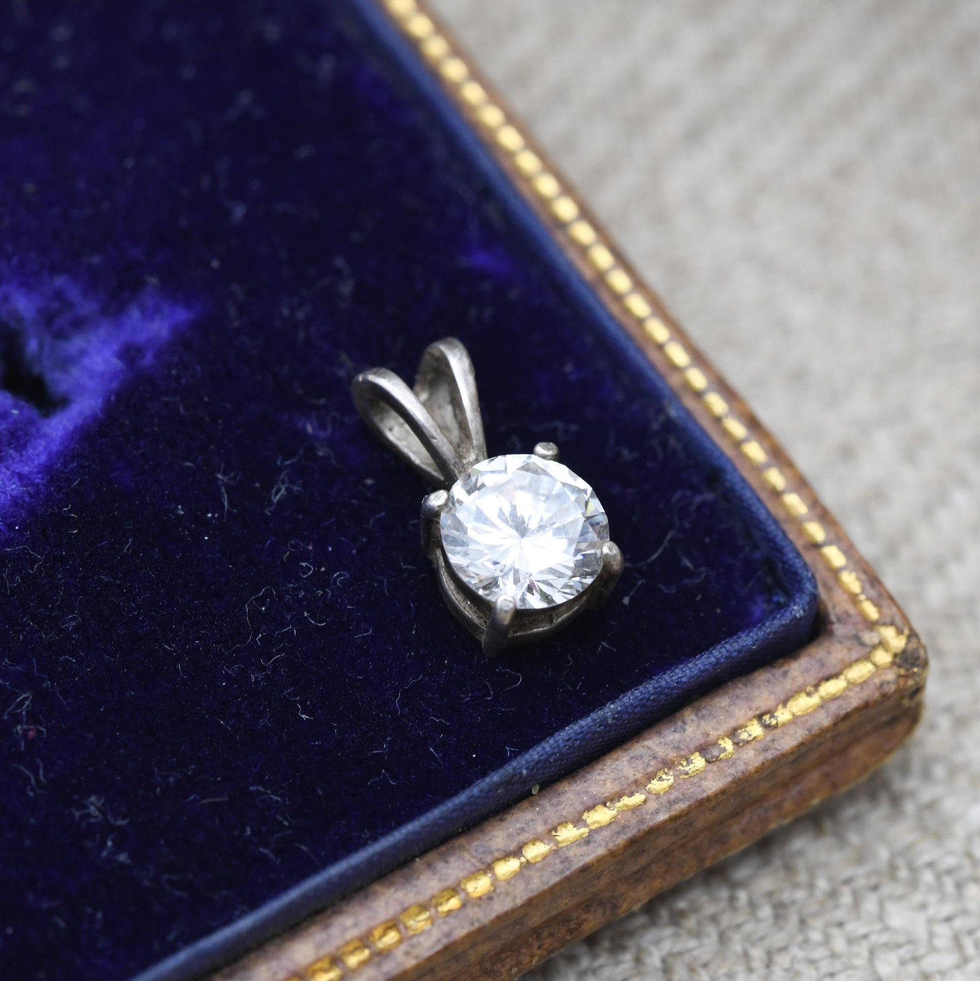 Sterling Silver Cubic Zirconia Charm Pendant - Cute | Small Sparkly Stone | Gift for Pendant Charm Necklace