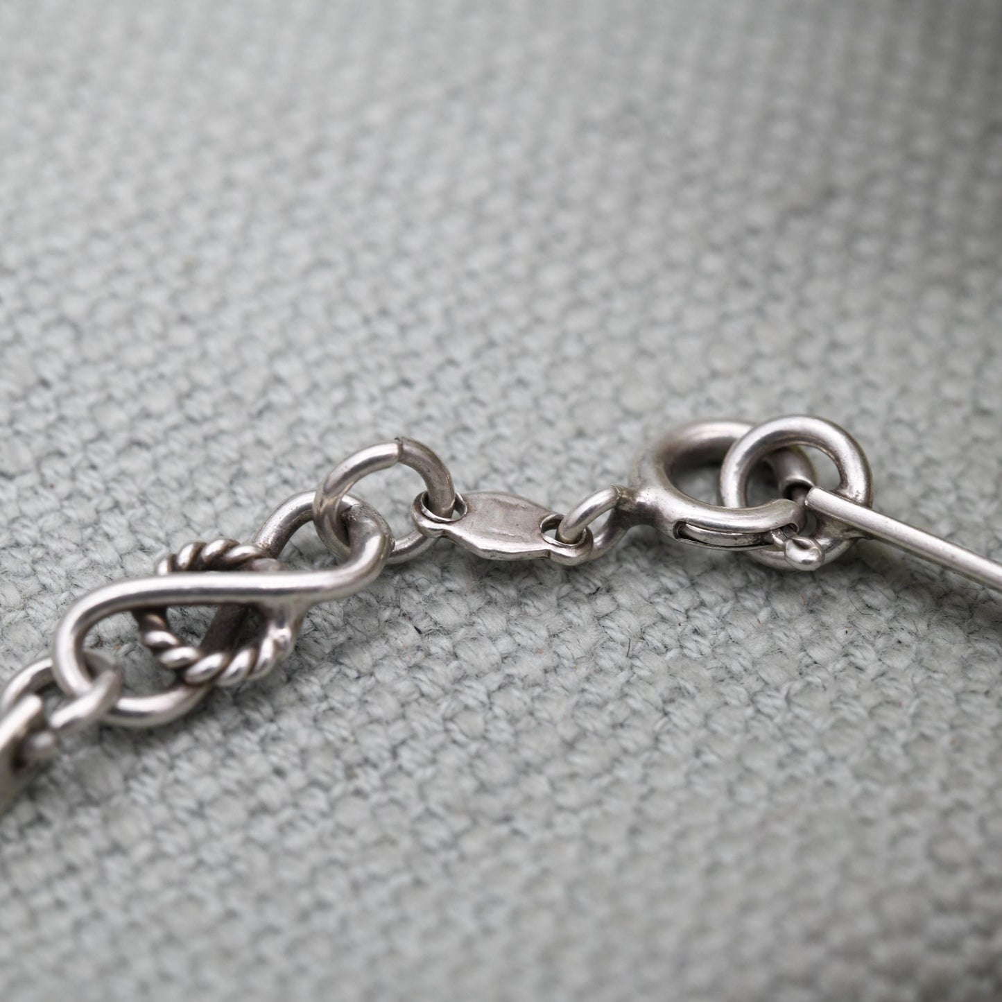 Vintage Sterling Silver Knot Link and Bar Bracelet - Rope | Gift for Her | Gift for Him