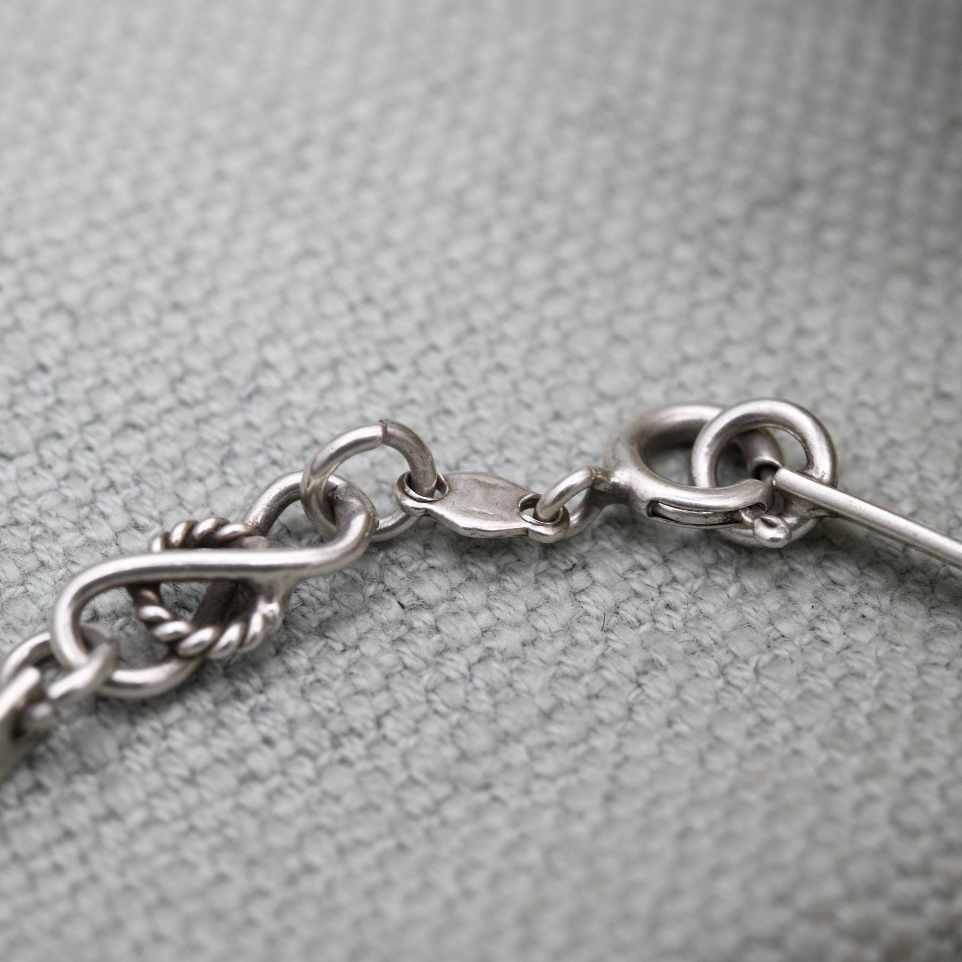 Vintage Sterling Silver Knot Link and Bar Bracelet - Rope | Gift for Her | Gift for Him