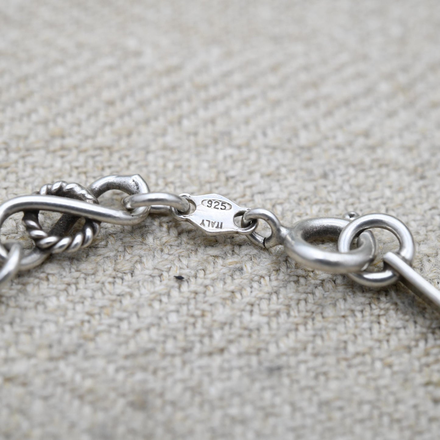 Vintage Sterling Silver Knot Link and Bar Bracelet - Rope | Gift for Her | Gift for Him