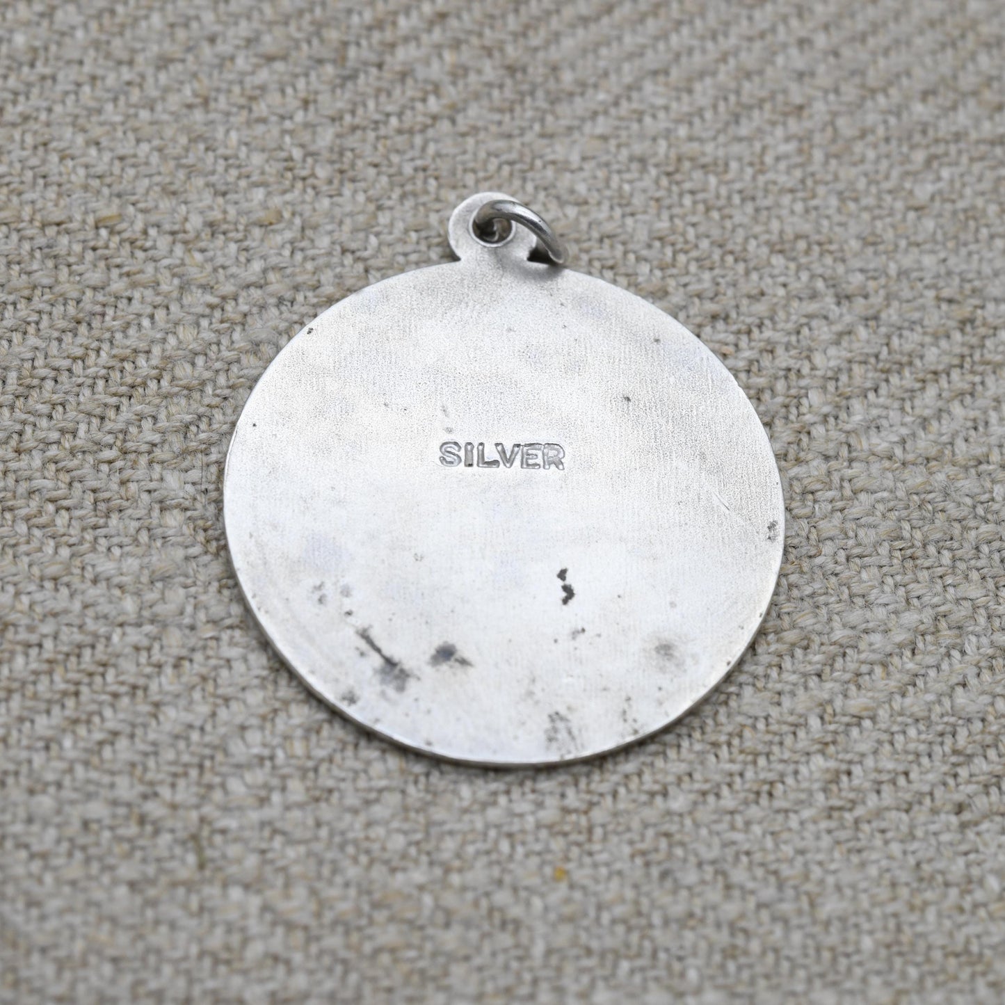 Vintage Sterling Silver Large St. Christopher Pendant - Embossed Relief | Circle Shape | Saint of Travelling Religious Jewellery | Necklace