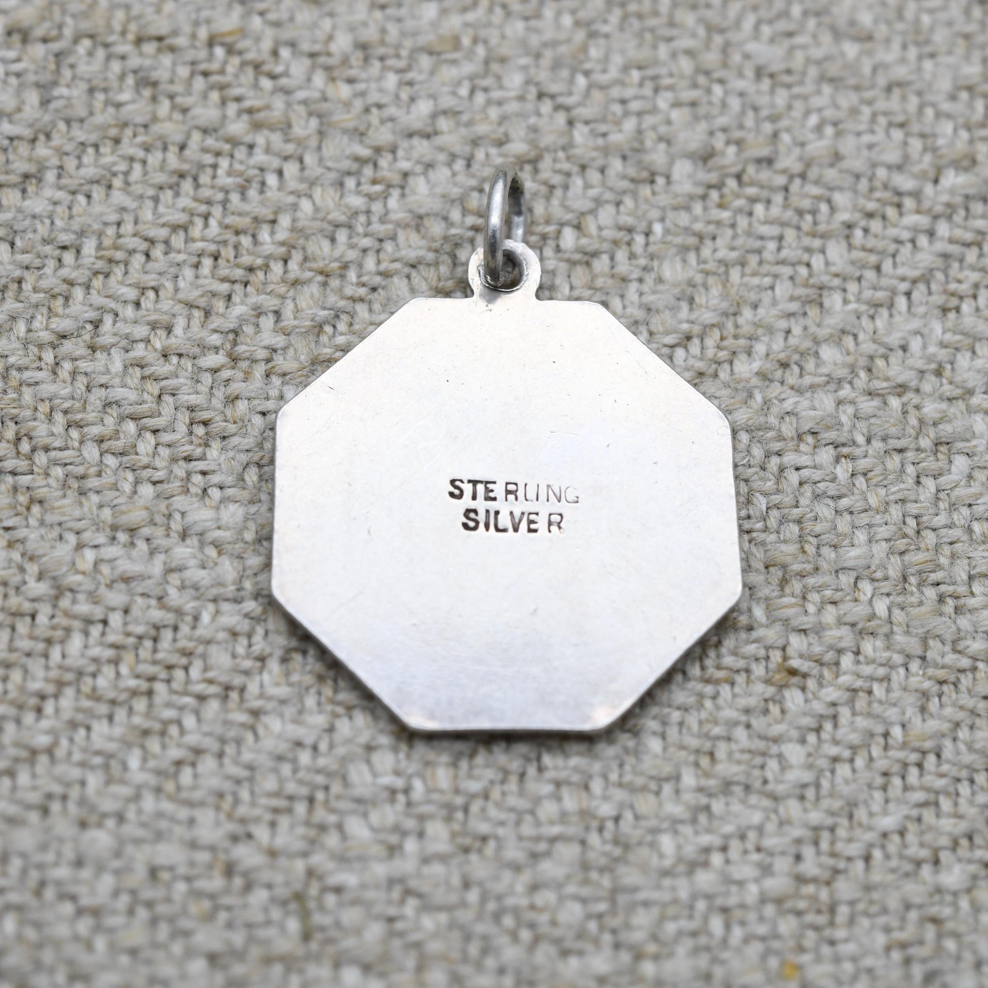 Vintage Sterling Silver St. Christopher Pendant - Embossed Relief | Octagon | Saint of Travelling | Religious Jewellery | Gift for Necklace