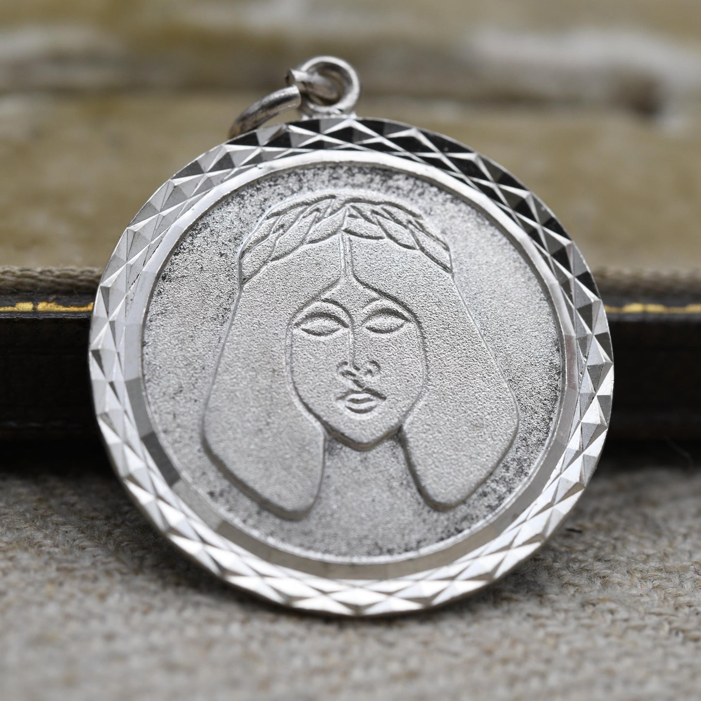 Vintage Sterling Silver Face Pendant - Carved Portrait | Classical Woman | Gift for Charm Bracelet Necklace