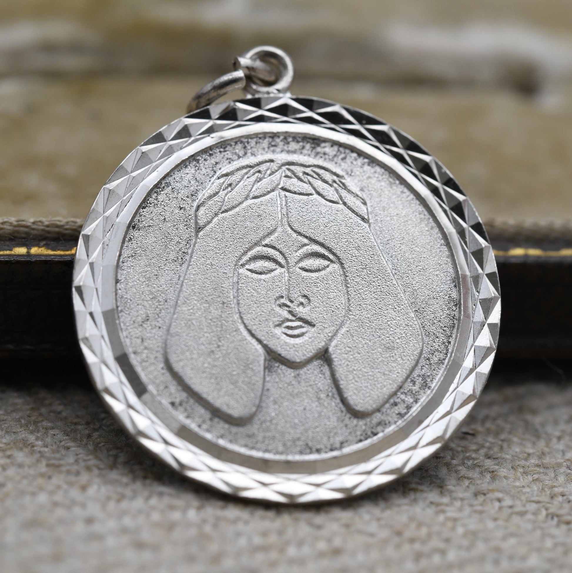 Vintage Sterling Silver Face Pendant - Carved Portrait | Classical Woman | Gift for Charm Bracelet Necklace