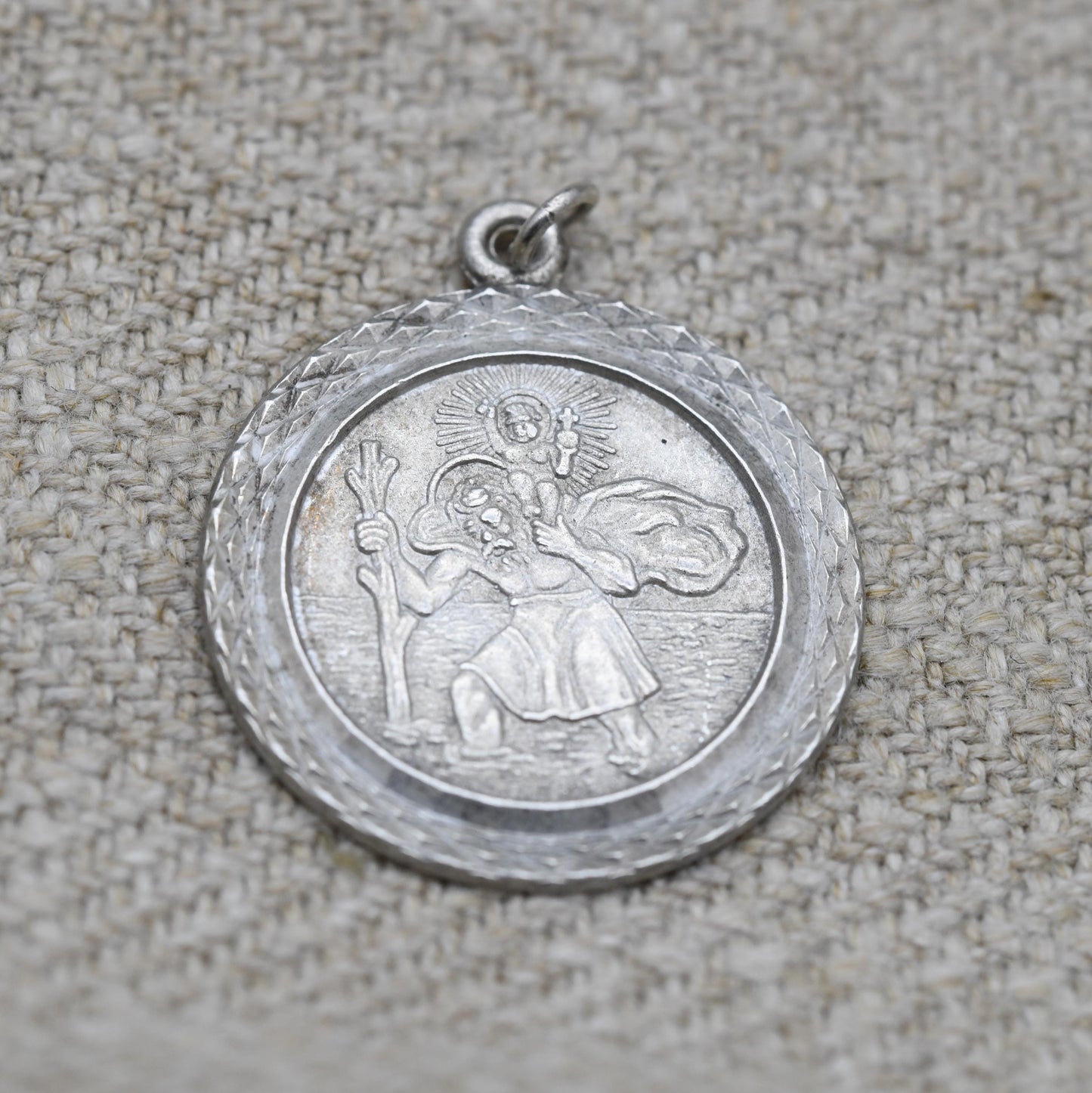 Vintage Sterling Silver St. Christopher Pendant - Embossed Relief | Saint of Travelling | Religious Jewellery | Gift for Charm Bracelet