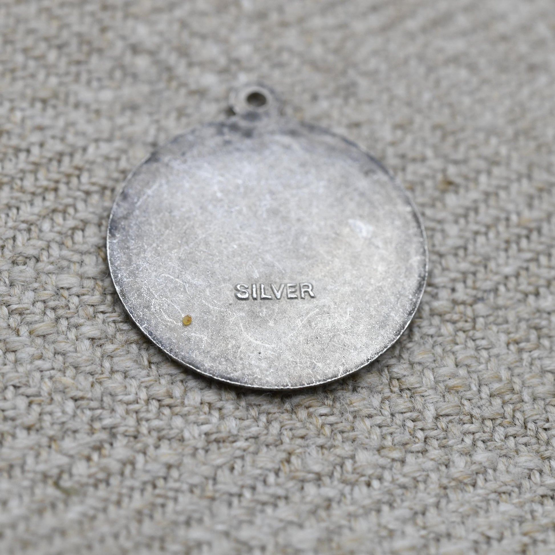 Vintage Sterling Silver St. Christopher Pendant - Embossed Relief | Circle Shape | Saint of Travelling | Religious | Gift for Charm Necklace