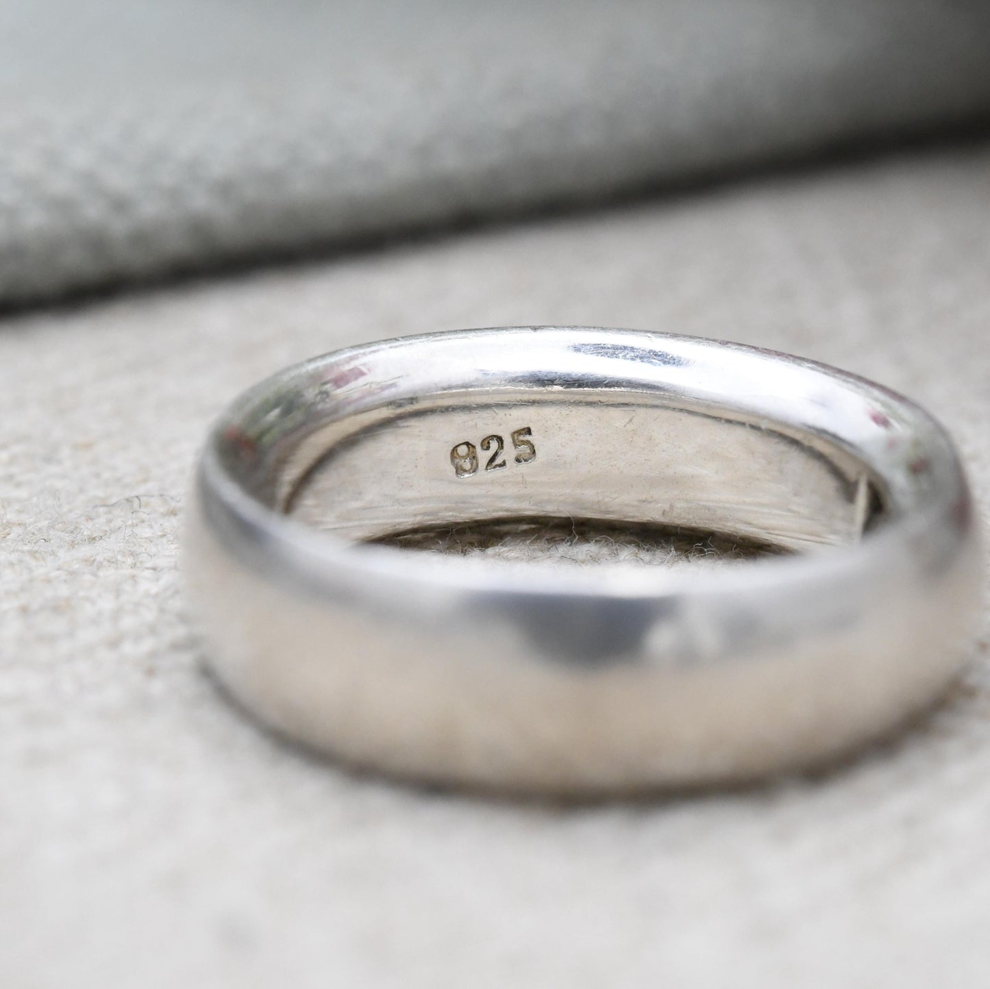 Sterling Silver Clear Stone Solitaire Band Ring - Large White Stone | Minimalist Ring | UK Size - N | US Size - 7