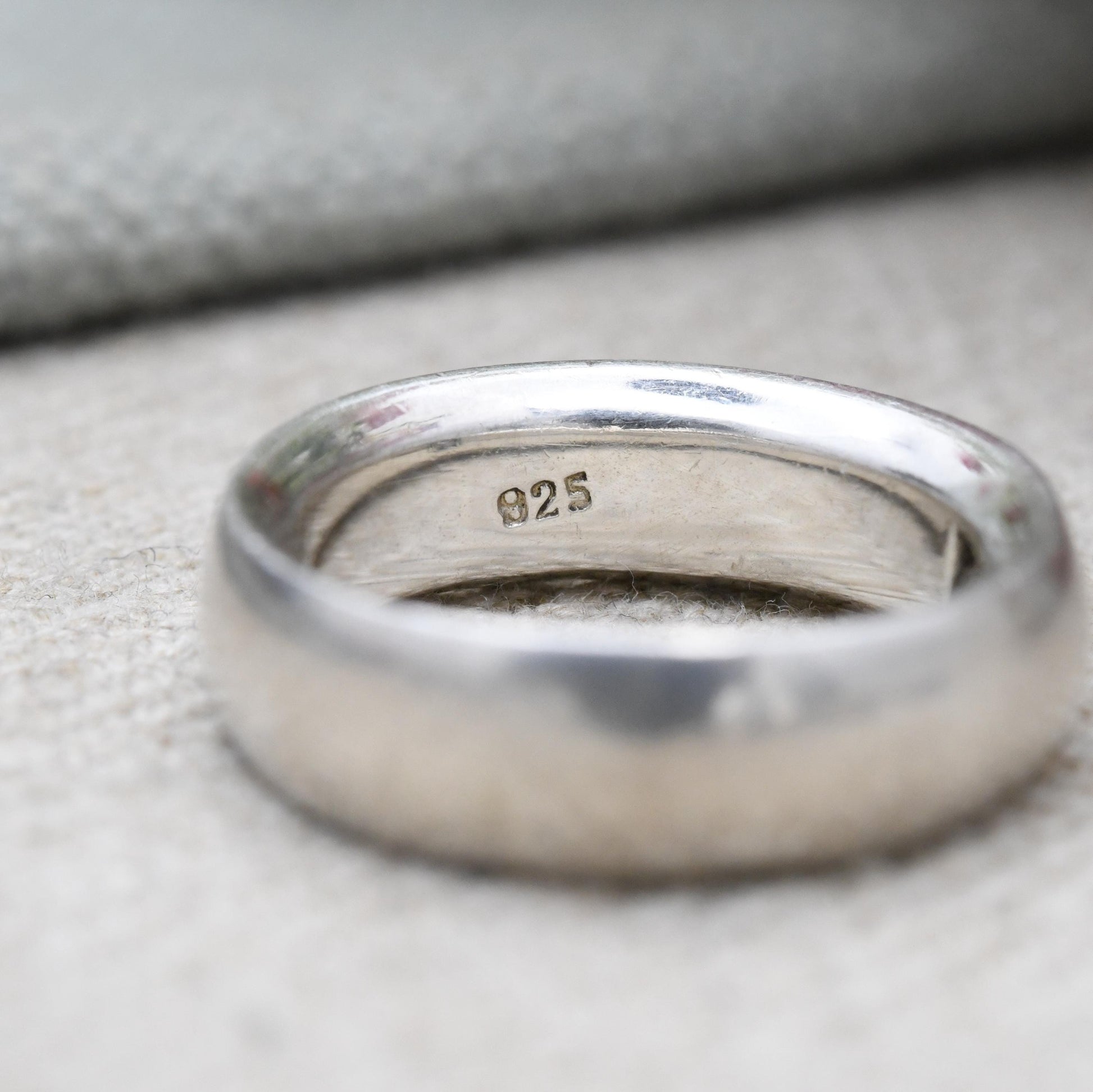 Sterling Silver Clear Stone Solitaire Band Ring - Large White Stone | Minimalist Ring | UK Size - N | US Size - 7