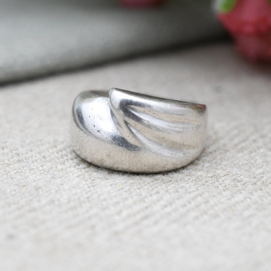 Vintage Sterling Silver Abstract Dome Waved Ring - 2000's | Y2K | Minimalist | Chunky | UK Size - K | US Size - 5 1/2