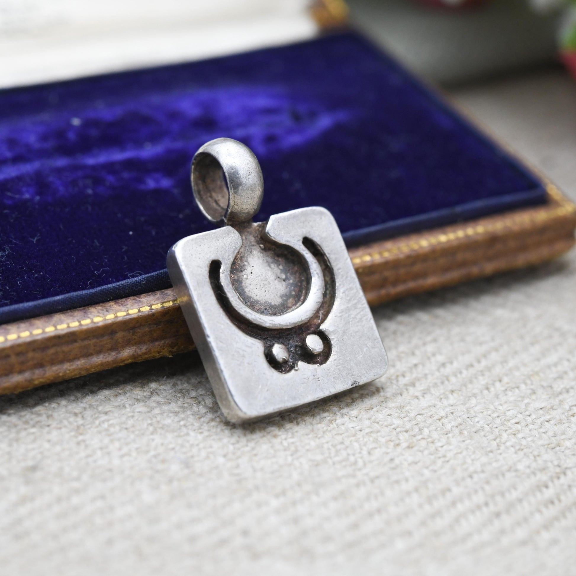 Vintage Sterling Silver Abstract Symbol Pendant - American | Mexico | Mid-Century | Minimalist Ring | Chunky Necklace Stack Charm