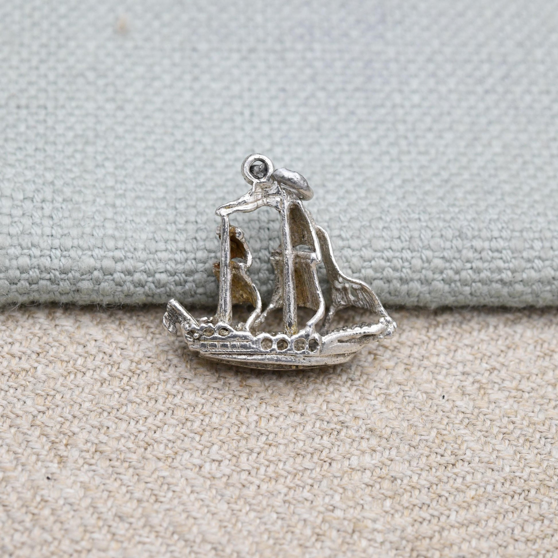 Vintage Silver Sailing Ship Charm Pendant - Cute Collectable Boat | Gift for Charm Bracelet or Charm Necklace