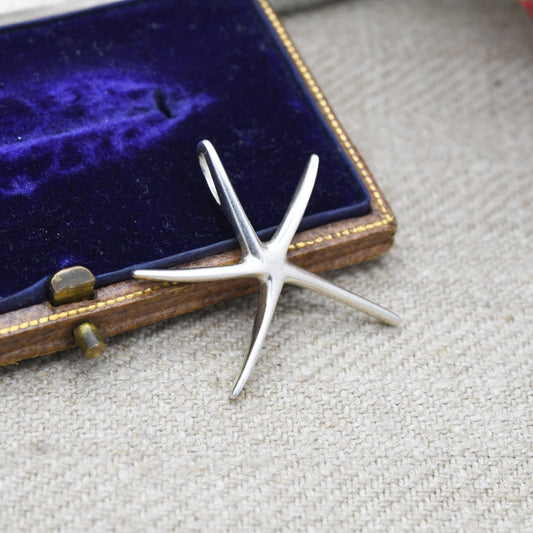 Vintage Sterling Silver Starfish Pendant - Animal Charm | Sea | Ocean | Pendant Charm Necklace Stack