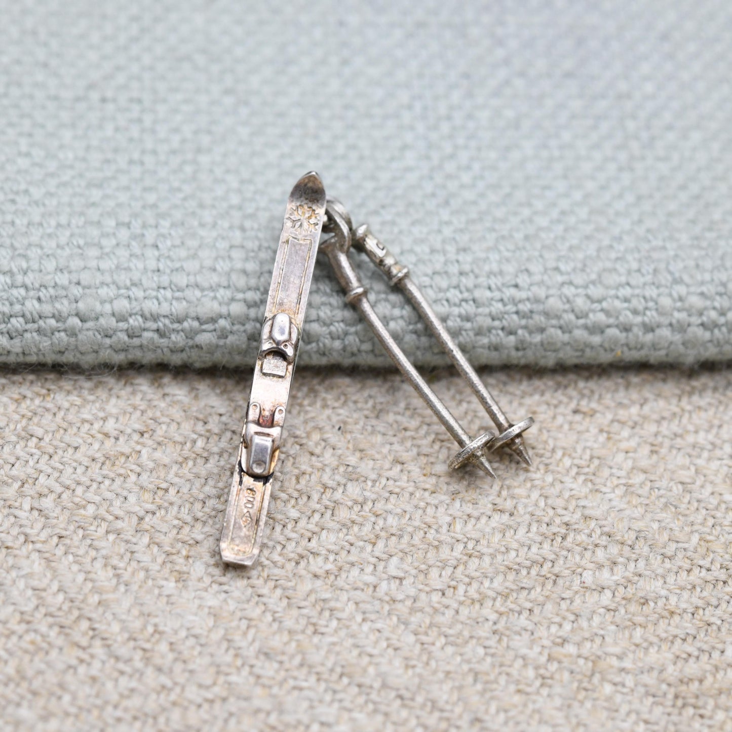 Vintage Silver Skiing Charm Pendant - Ski Pole | Skiing | Winter | Snow Sports | Gift for Charm Bracelet