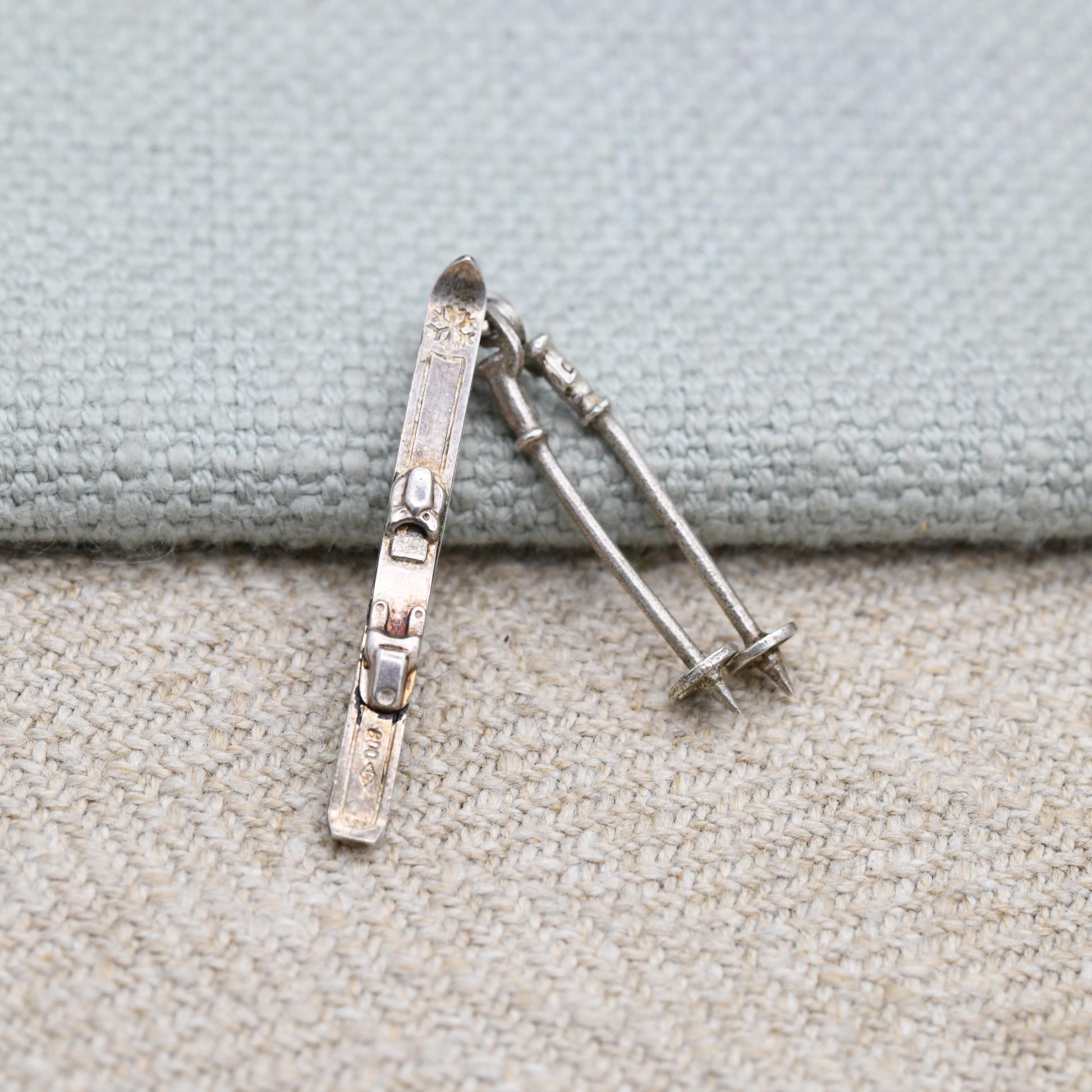 Vintage Silver Skiing Charm Pendant - Ski Pole | Skiing | Winter | Snow Sports | Gift for Charm Bracelet