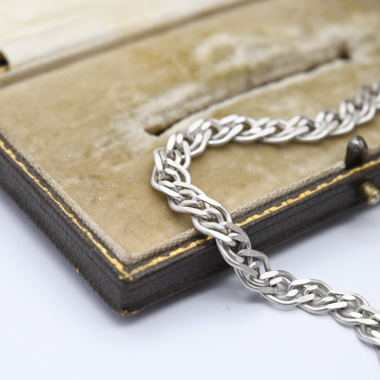 Vintage Sterling Silver Chain Bracelet - Double Flat Curb Links | Unisex | Gift