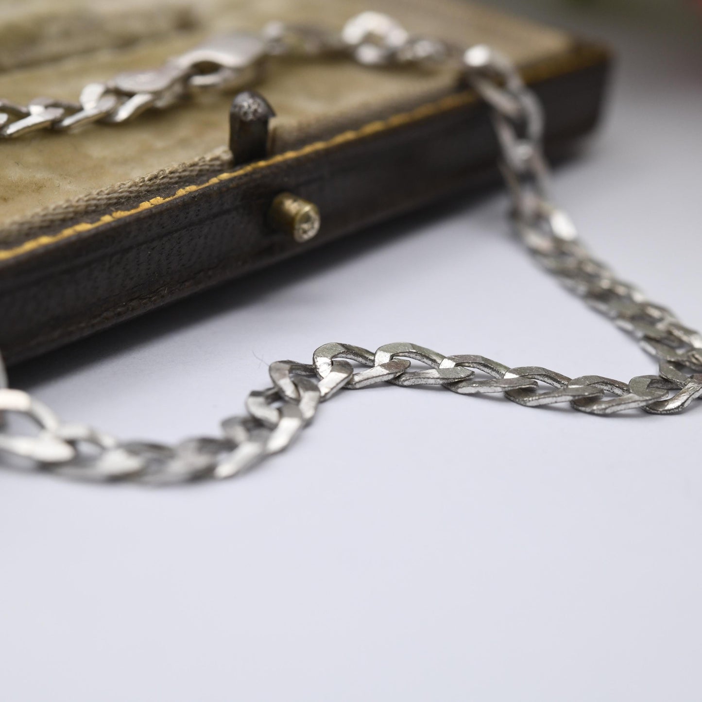 Vintage Sterling Silver Chain Bracelet - Flat Curb Links | Italian