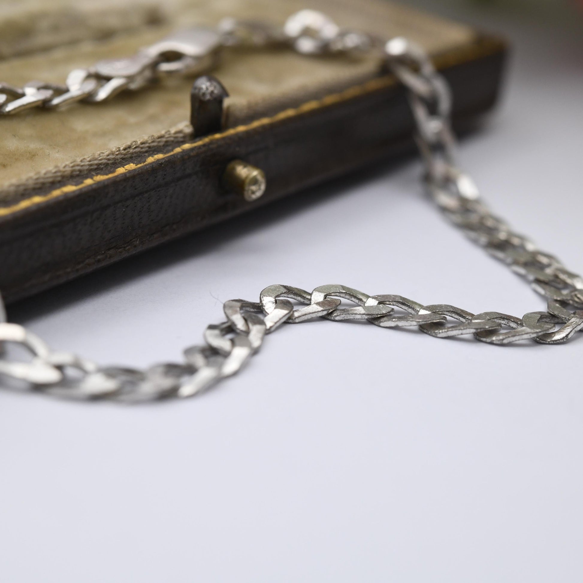 Vintage Sterling Silver Chain Bracelet - Flat Curb Links | Italian