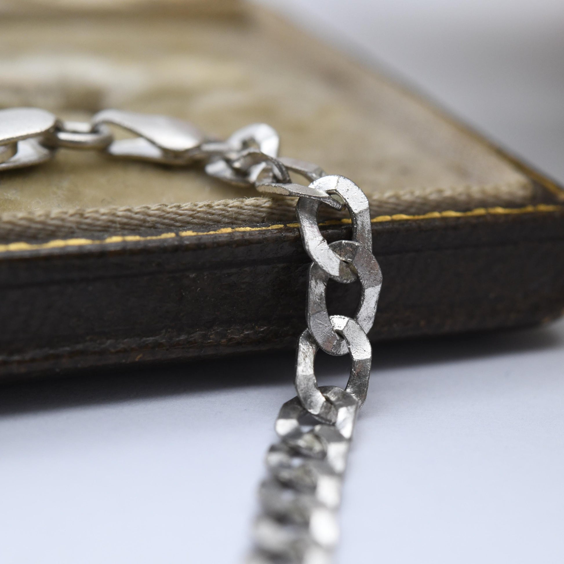 Vintage Sterling Silver Chain Bracelet - Flat Curb Links | Italian