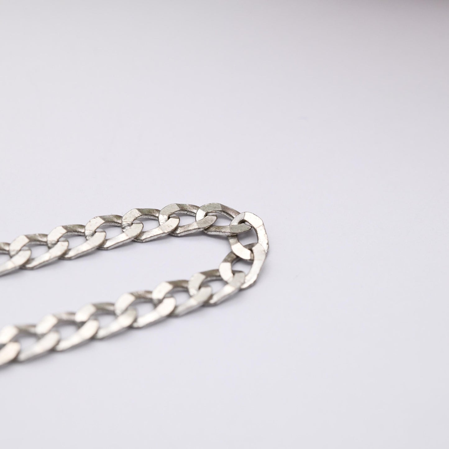 Vintage Sterling Silver Chain Bracelet - Flat Curb Links | Italian